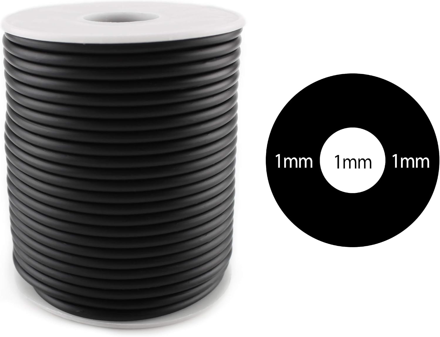CleverDelights Black Hollow Rubber Tubing - 30 Feet - 3mm Diameter Tube Cord - 3/32" OD x 1/32" ID