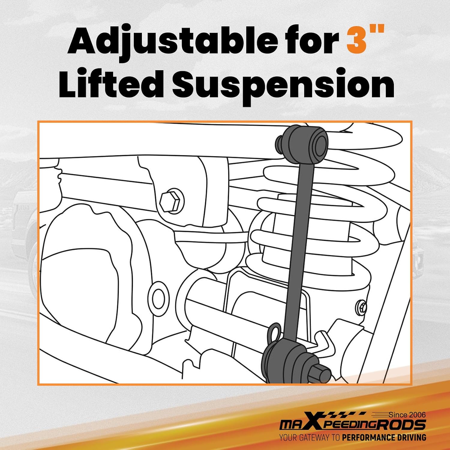 maXpeedingrods Front 3" Lift Extended Sway Bar Link Kit for 1997-2018 Ram 1500, Avalanche, Silverado, F-150, Hummer