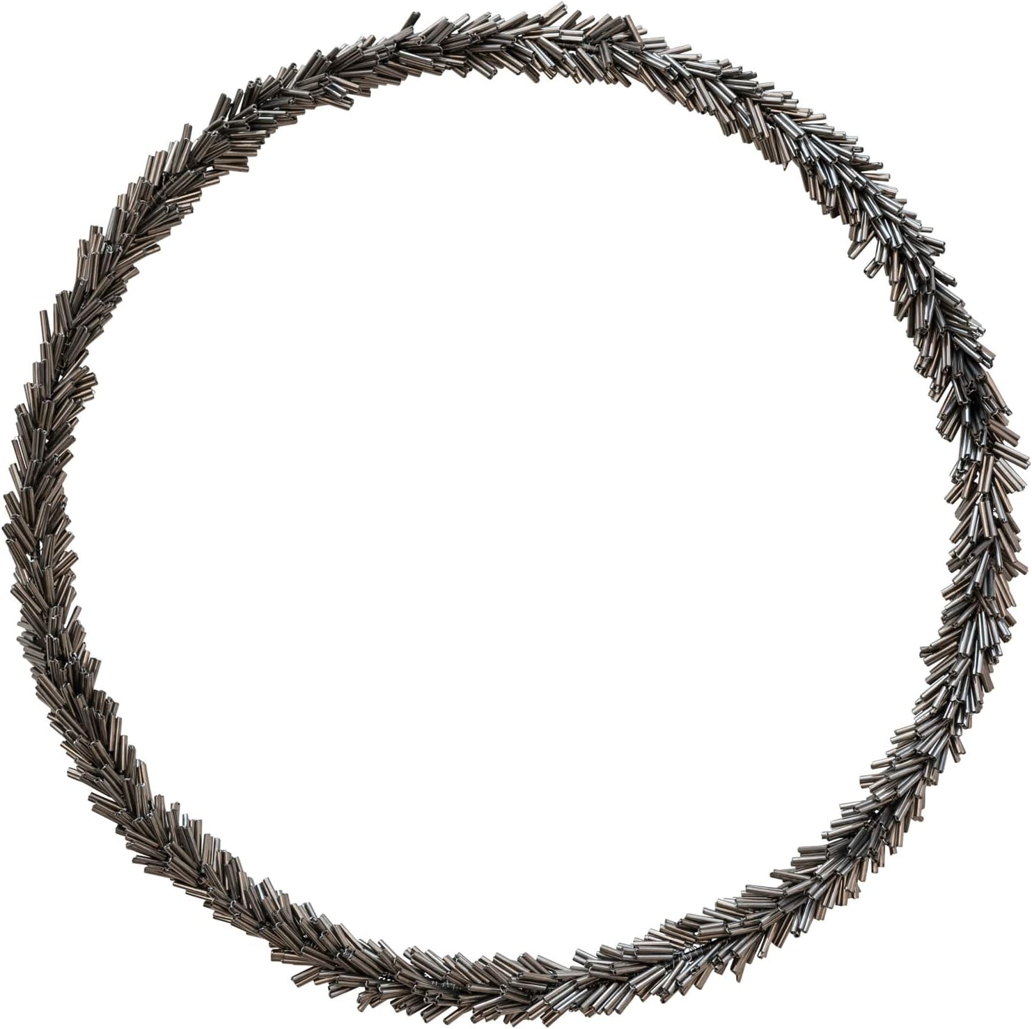 Creative Co-Op 12' Round Glass Bead & Metal Wreath, Pewter Finish, Metallic
