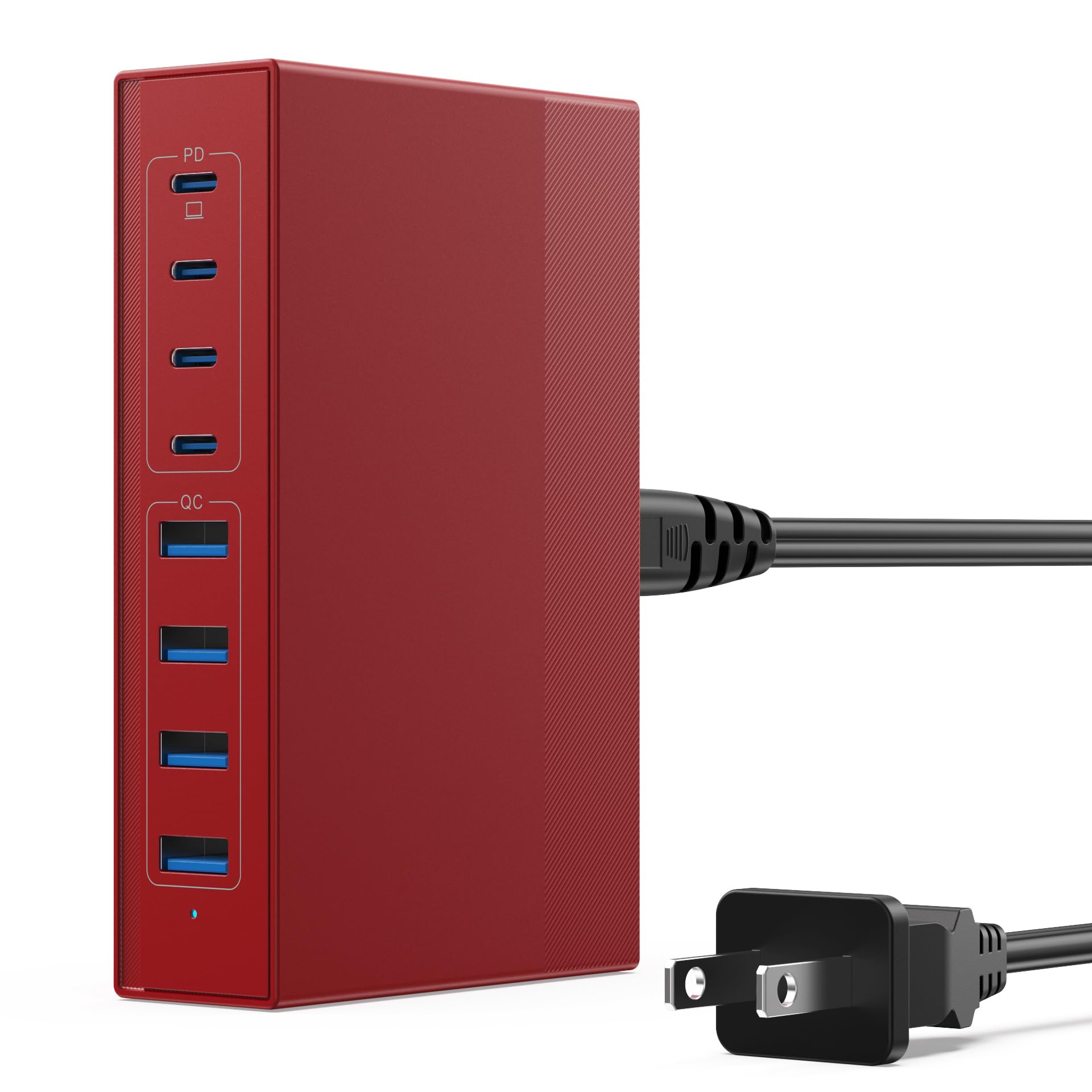 105W USB C Charger Block, 8-in-1 GaN III USB C Charger Fast Charging Station Hub, PD 65W Laptop Charger Adapter Travel Charger, for MacBook Pro/Air/Dell XPS/iPhone 15/14/iPad/Galaxy S24 etc. (Red)