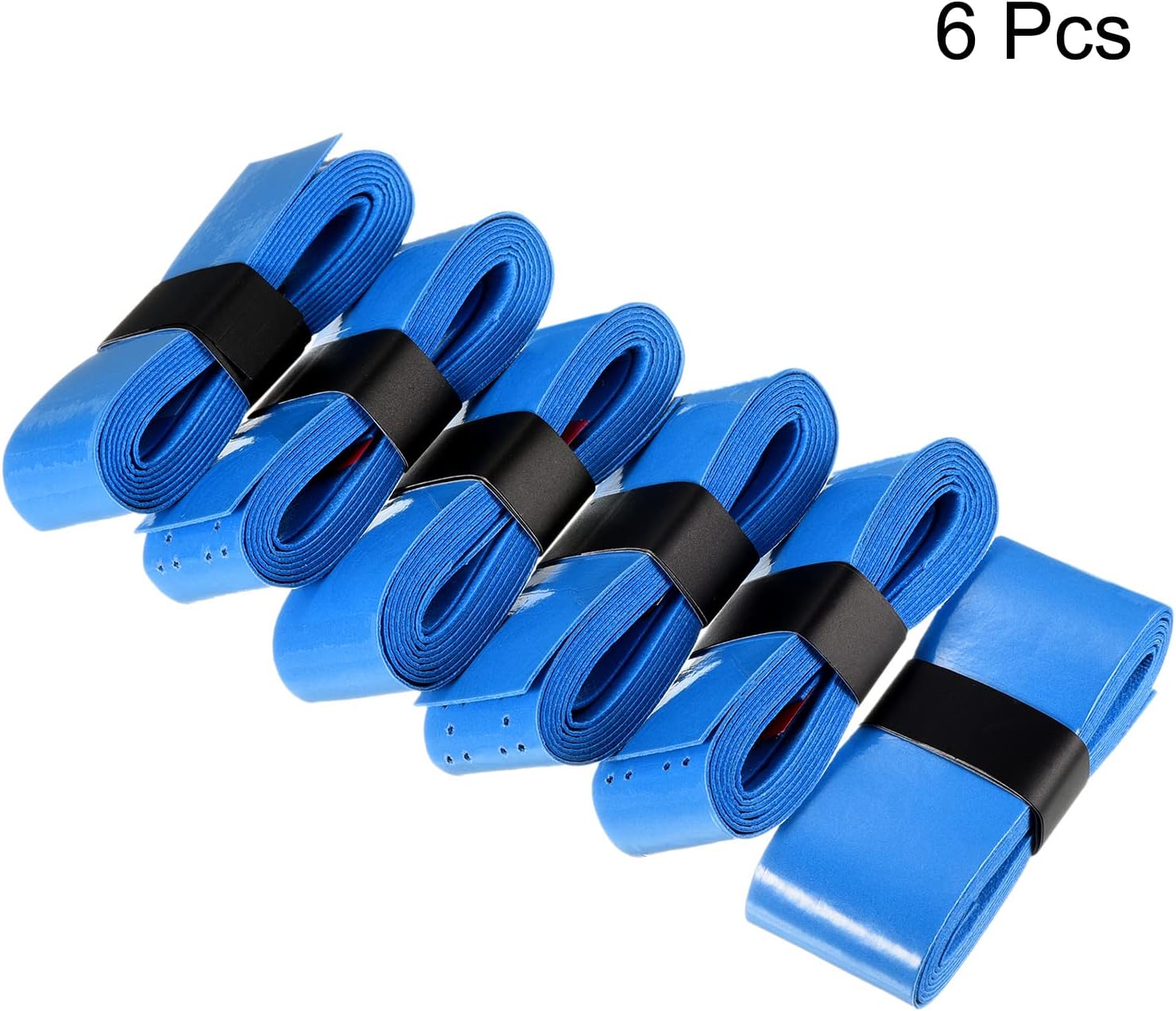 PATIKIL 43.3" Tennis Racket Grip Tape with Hole, 6 Pack PU Overgrip Stretchy Non-Slip Absorb Sweat for Badminton Fishing Rod Blue - Image 3