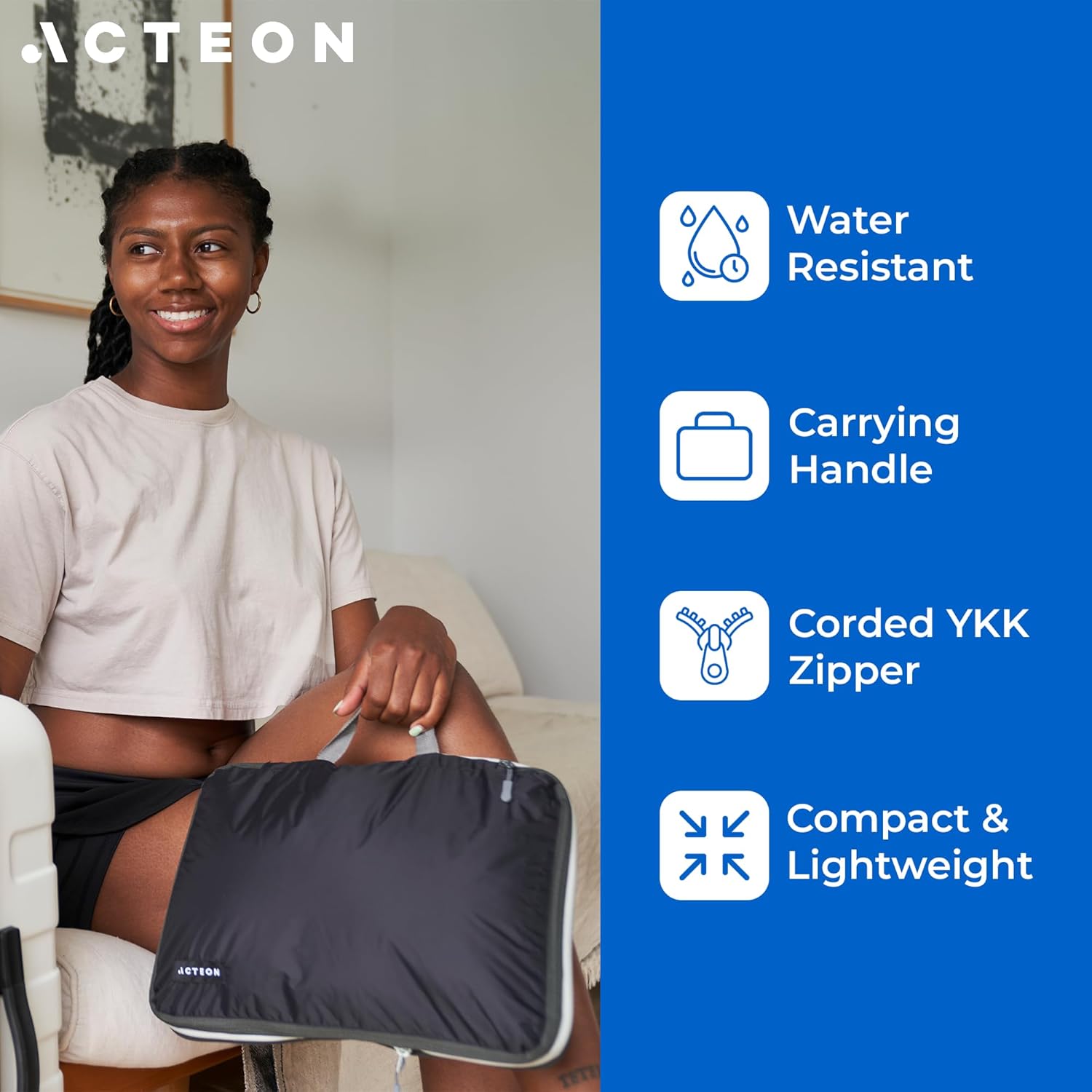 Acteon Compression Packing Cubes - 2 Pack Clean Dirty Separate Zipper - Lightweight Travel Packing Cubes for Luggage - Suitcase Organizer Travel Cubes - Large Small Laundry for Clothes Shoes Makeup