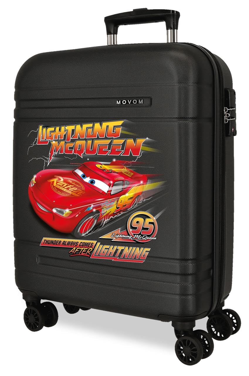 Joumma Disney Lightning Mcqueen walizka kabinowa czarna 40 x 55 x 20 cm sztywny ABS zamek szyfrowy TSA 37 L 2,8 kg 4 podwójne koła wysuwany bagaż podręczny