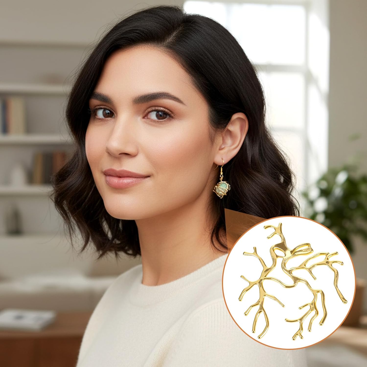 6 Pcs Branch Shape Blanks Adjustable Claw Pendant Trays Brass Branch Prong Pendant Bezels Metal Claw for Jewelry Making Bracelet Earrings Necklace DIY Crafts (Gold & Silver) - Image 5