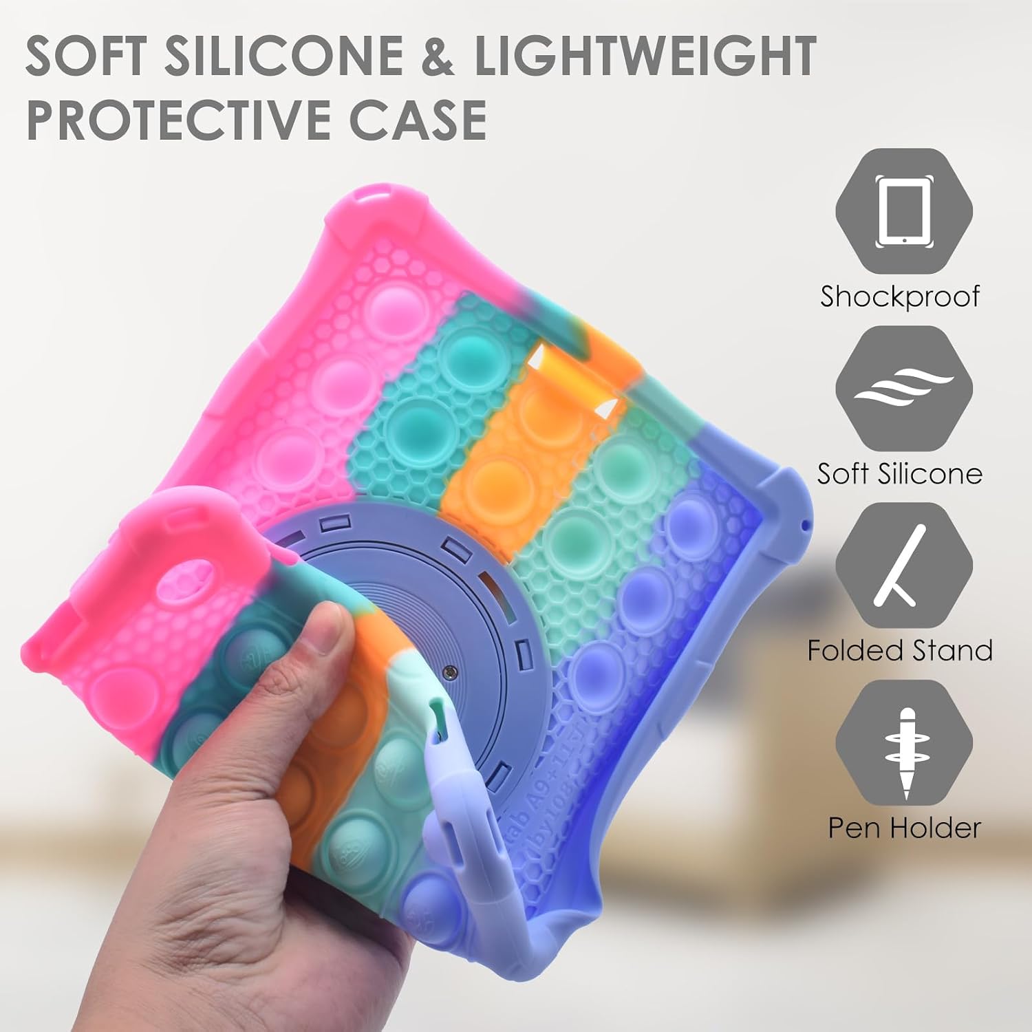 DETUOSI Silicone Case for Samsung Galaxy Tab A9 Plus 11" 2023,Dazzling Pink image 5