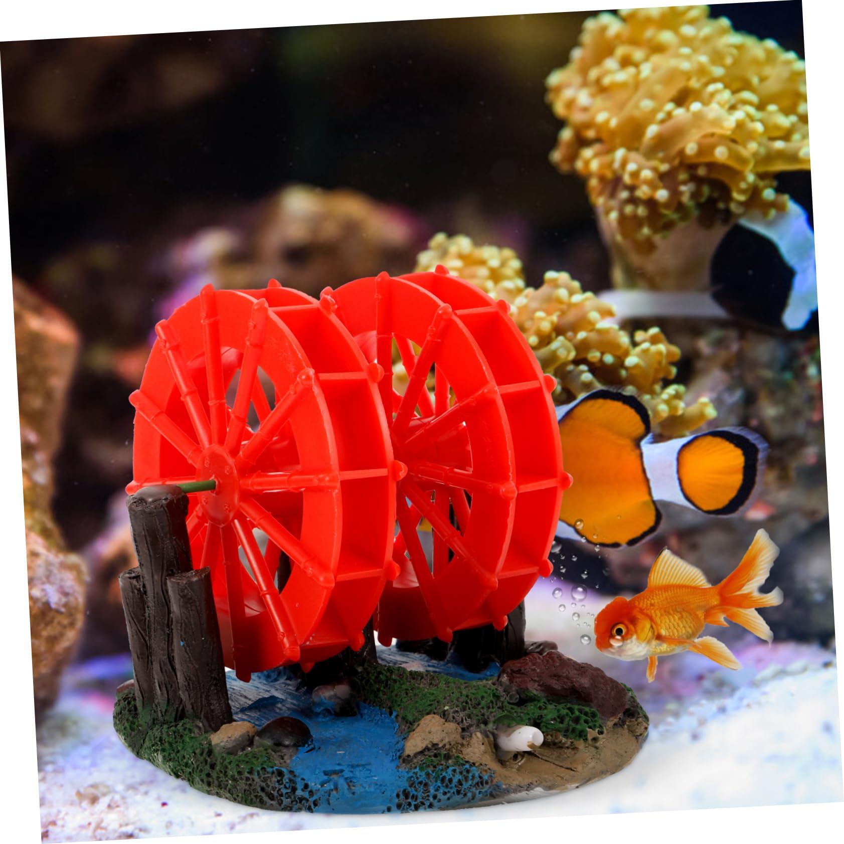 2 Pièces Ornement de Décoration Aquarium Roue à Accessoire Paysager pour Réservoir à Poissons Embellissement Unique pour Aquariums Réservoirs