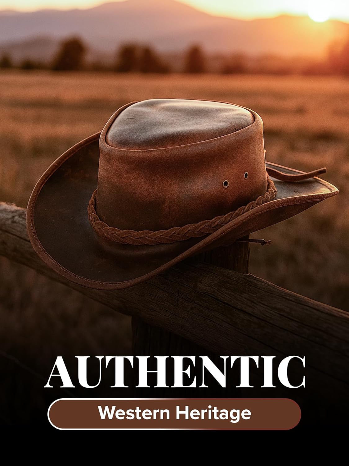 Genuine Leather Cowboy Hat for Men & Women – Western Outback Hat with Chin Strap & Sun Protection - Image 7