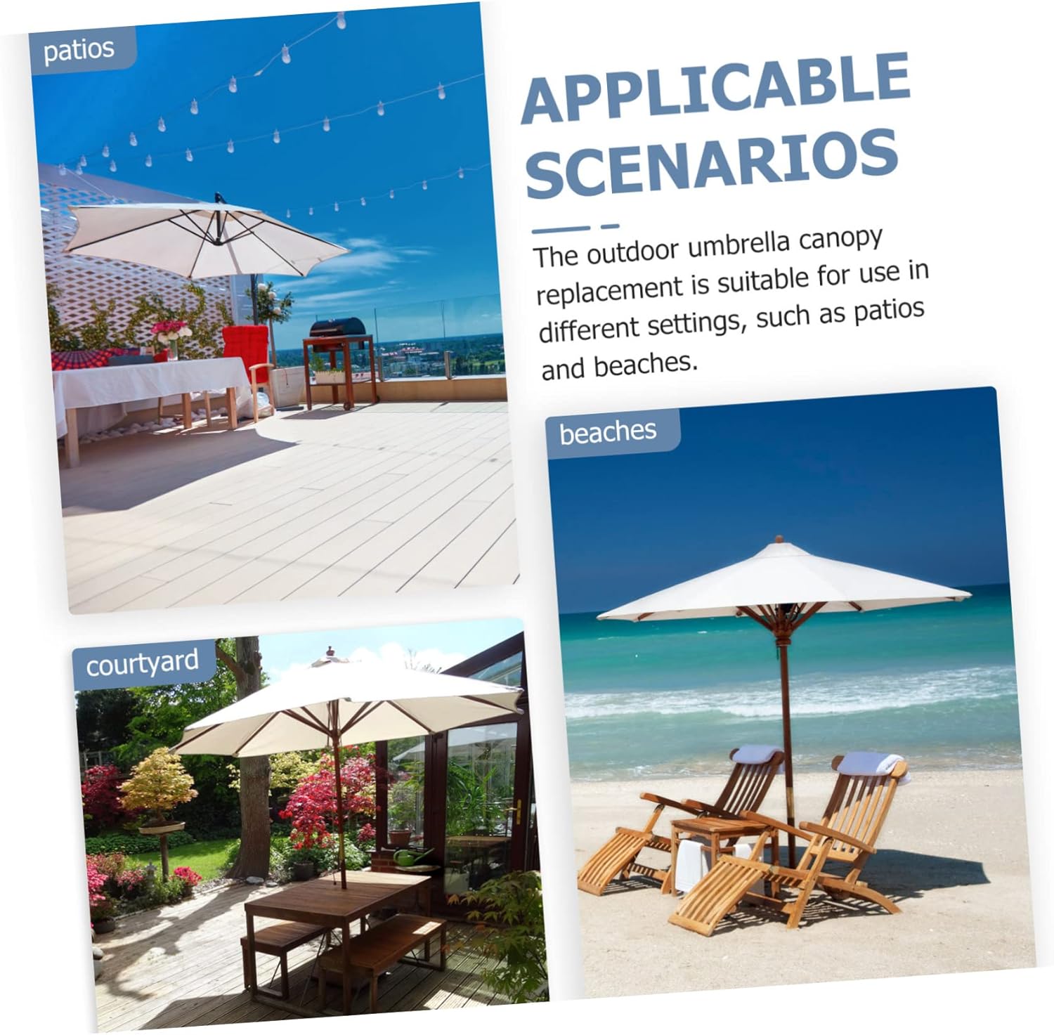 Patio Umbrella Replacement Canopy Rain Canopy for Outdoor Use Stylish Versatile Design Easy Installation for Patios and Cafes Sun Rain Resistant