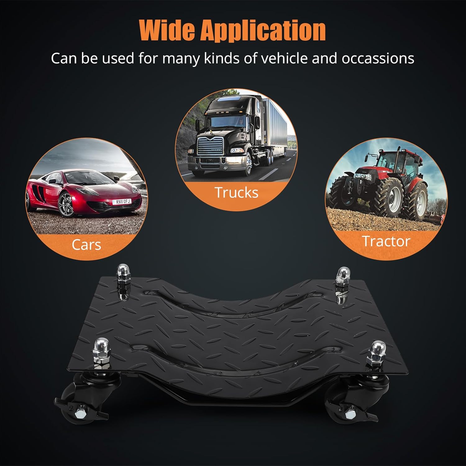 Towallmark Car Dolly 4 Pack [Upgraded] With Nylon Wheels, 6000lbs Load Bearing, 360 Rotational Wheel for Moving Cars, Trucks, Trailers, Motorcycles, Black