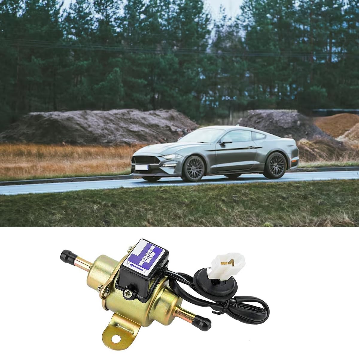 Ticha EP-500-0 Pompa carburante elettrica 12V, pompa diesel/benzina a bassa pressione per veicoli universali (nucleo in rame dorato, 0,032-0,045 MPa)
