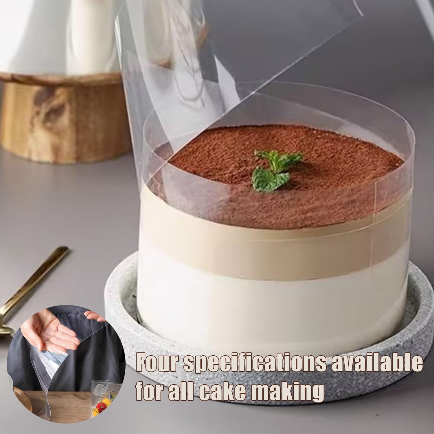 Tortenfolien Set 4 Rollen - Acetat Folien 8/10/15/20cm X 10m Für Kuchen & Desserts