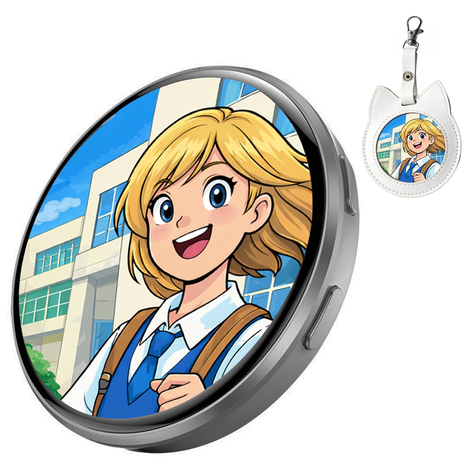 Electronic Anime Pin with HD Touchscreen, Digital Badge with Badge Protector, 1.7-inch Smart Digital Display Badge with Photo & GIF Transfer for Backpacks and Conventions Photo LOGO Name Tag pins — image 1