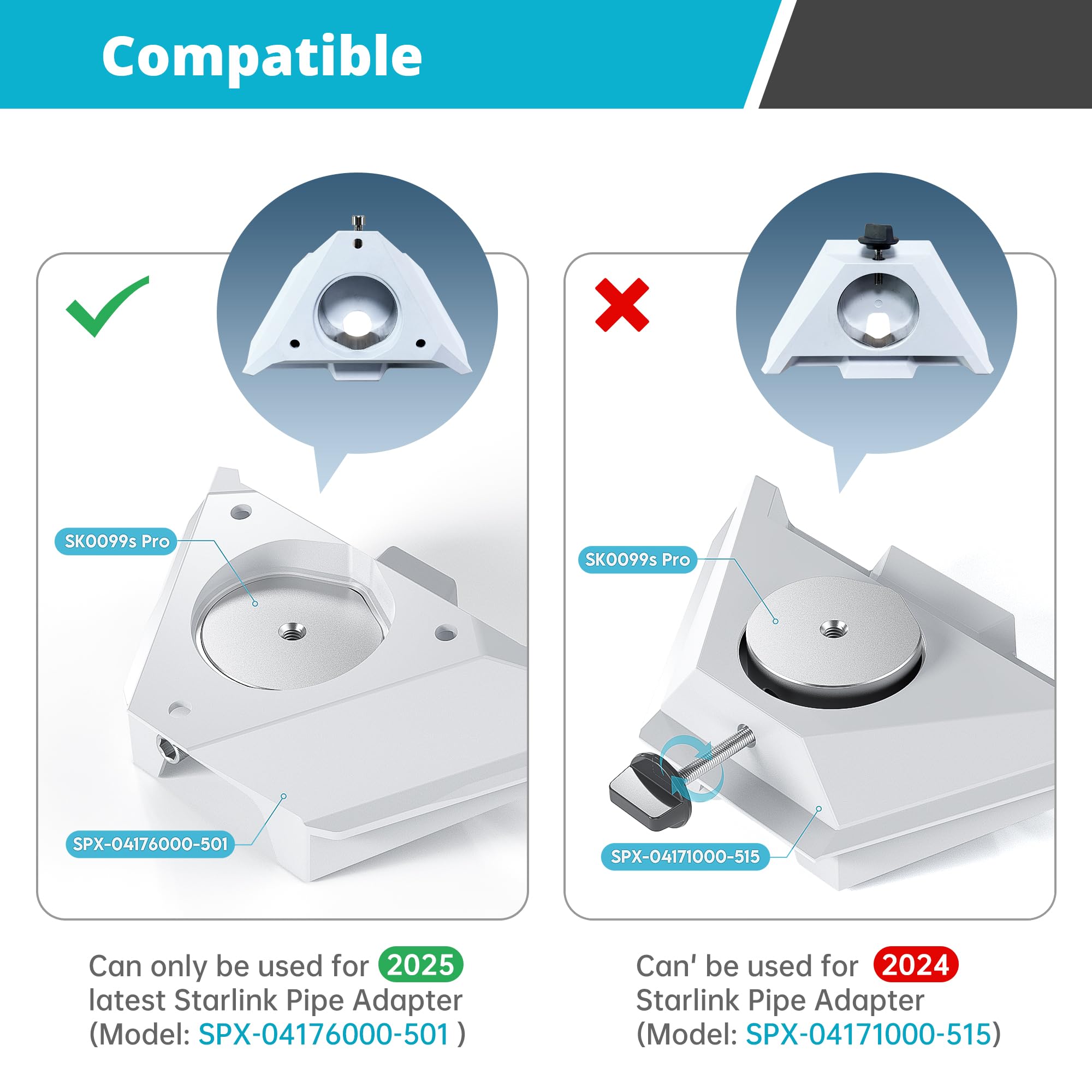 Starlink Mini supporto con adattatore tubo per Starlink Mini