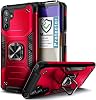 NZND Designed for Samsung Galaxy A13-5G Phone Case with Tempered Glass Screen Protector, [20FT Mil-Grade Drop Tested] Full-Body Protective Magnetic Car Mount Ring Holder Case Red