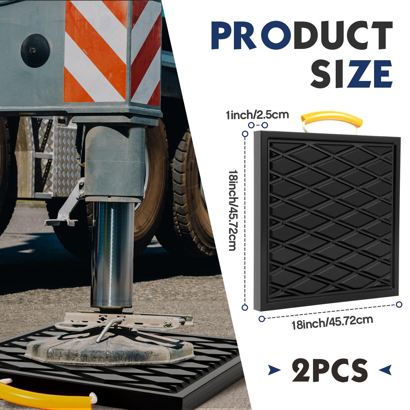Threlaco 2 Pcs Rv Jack Pads 18 x 18 x 1 Inch Rv Leveling Blocks with Handle Heavy Duty Leveling Jack Pads Stabilizer Blocks for Truck Trailer Crane
