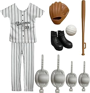 Sport Christmas Elf Accessories - Elf Doll Clothes Included: Jerseys, Pants, Shoes, Baseball Bat, Gloves, Protective Gear