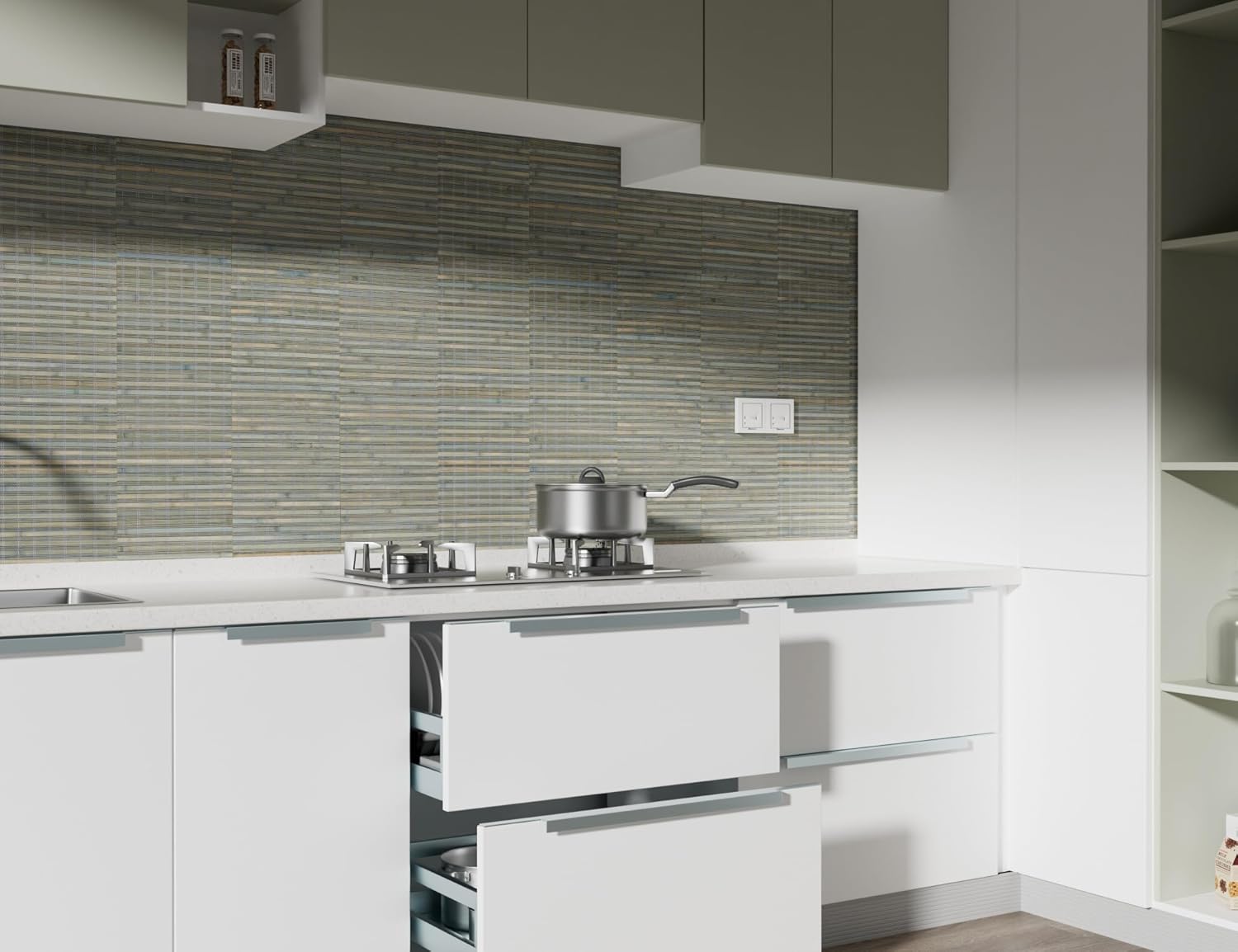 SINGULARWOOD Bamboo Wall Panel for Home Decor,Wall Cladding and Covering,Wainscoting Ceiling Wall Paneling 47.2x11.8 in(4 Pack)