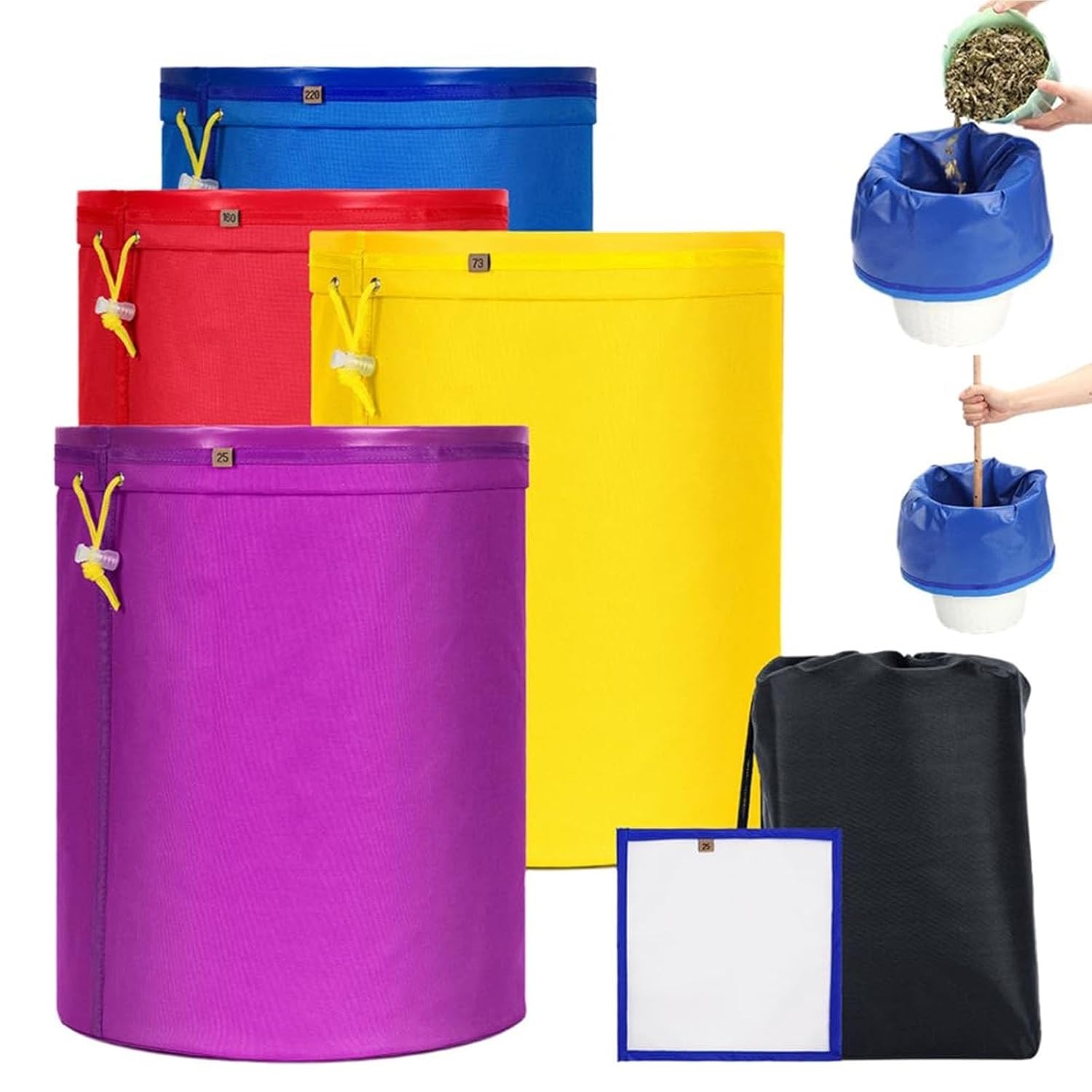 फिल्टर ब्यागहरू अक्सफोर्ड कपडा, २०२25 अपग्रेड G गैलन फिल्टरिंग ब्यागहरू, सास फेर्ने जाल ब्यागहरू, भण्डारण ब्याग (२२० देखि २--माइक्रोन) (१ गैलन P पीसीएस) को साथ ग्रेन्स ब्रु हपको लागि बबल बोरा।