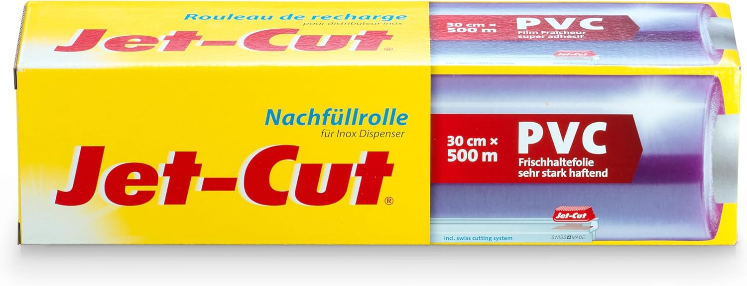 Jet-Cut Refill Roll for Stainless Steel Dispenser 30 cm x 500 m, Transparent PVC