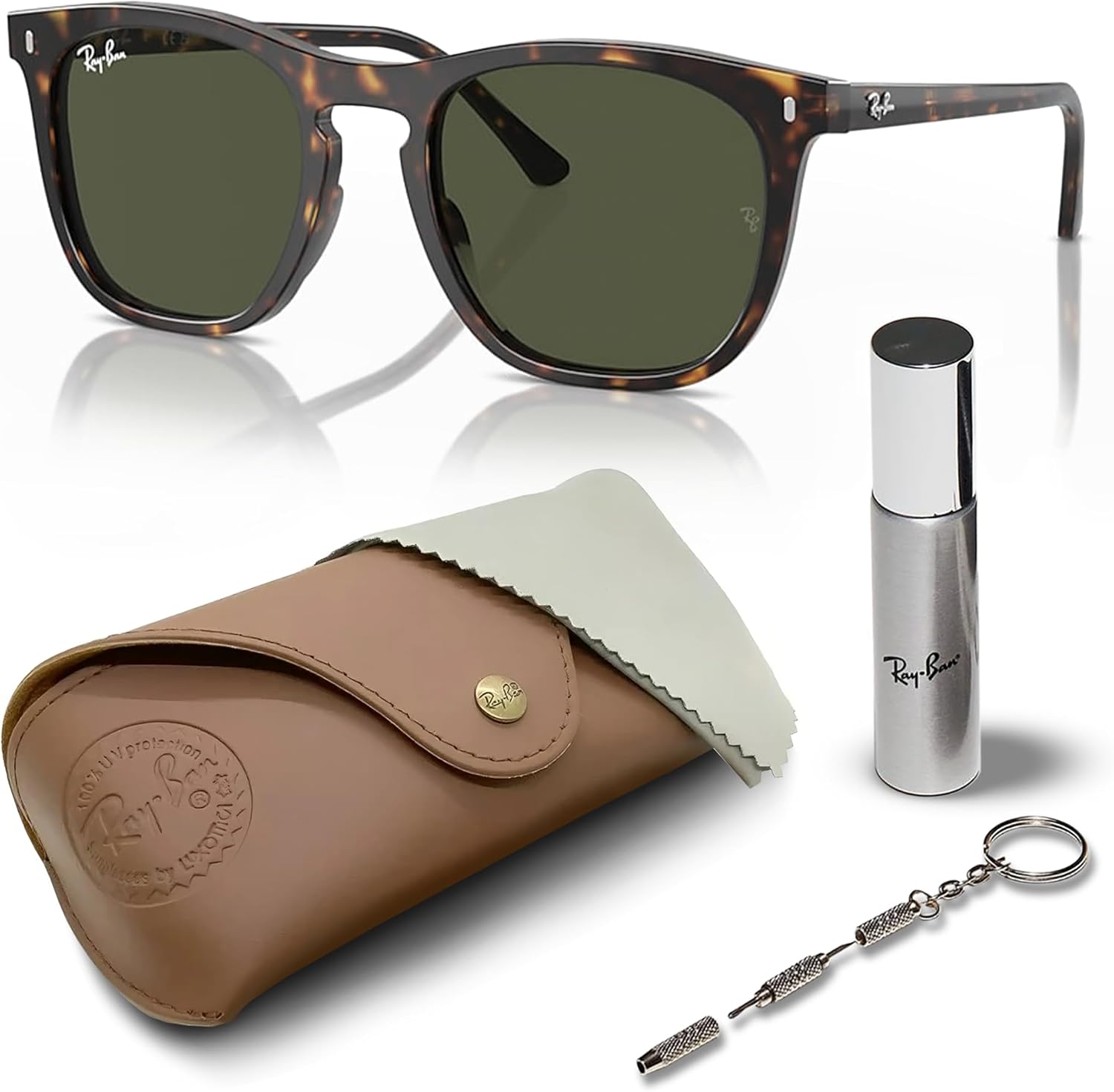Ray-Ban RB2210 Square Shaped Sunglasses for Men & Women with Official RAYBAN Eyewear Kit