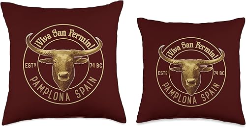 Miniatura 3 de San Fermin Run With The Bulls Run with The Bulls Pamplona Viva San Fermin Spain Adventurer Throw Pillow, 18x18, Multicolor