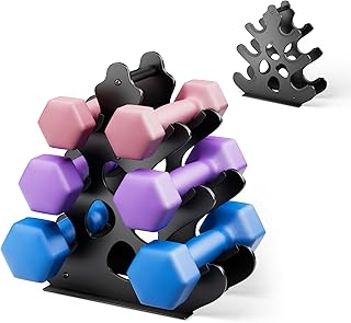 Dumbbell Rack Stand (Dumbbells Not Included) with Soft Rubber Protection, Ergonomic Handle & Coral-Inspired Style – Compact Weight Storage Solution