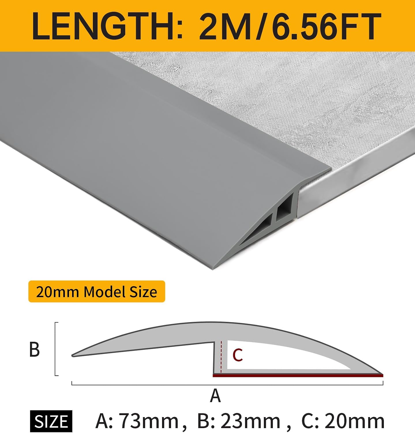 BNELL Carpet & Floor Edging Trim Strip,Self Adhesive-PVC Floor Transition Strip,Threshold Transitions Suitable for Threshold Height Less Than 20mm (6.56FT_Light Brown)