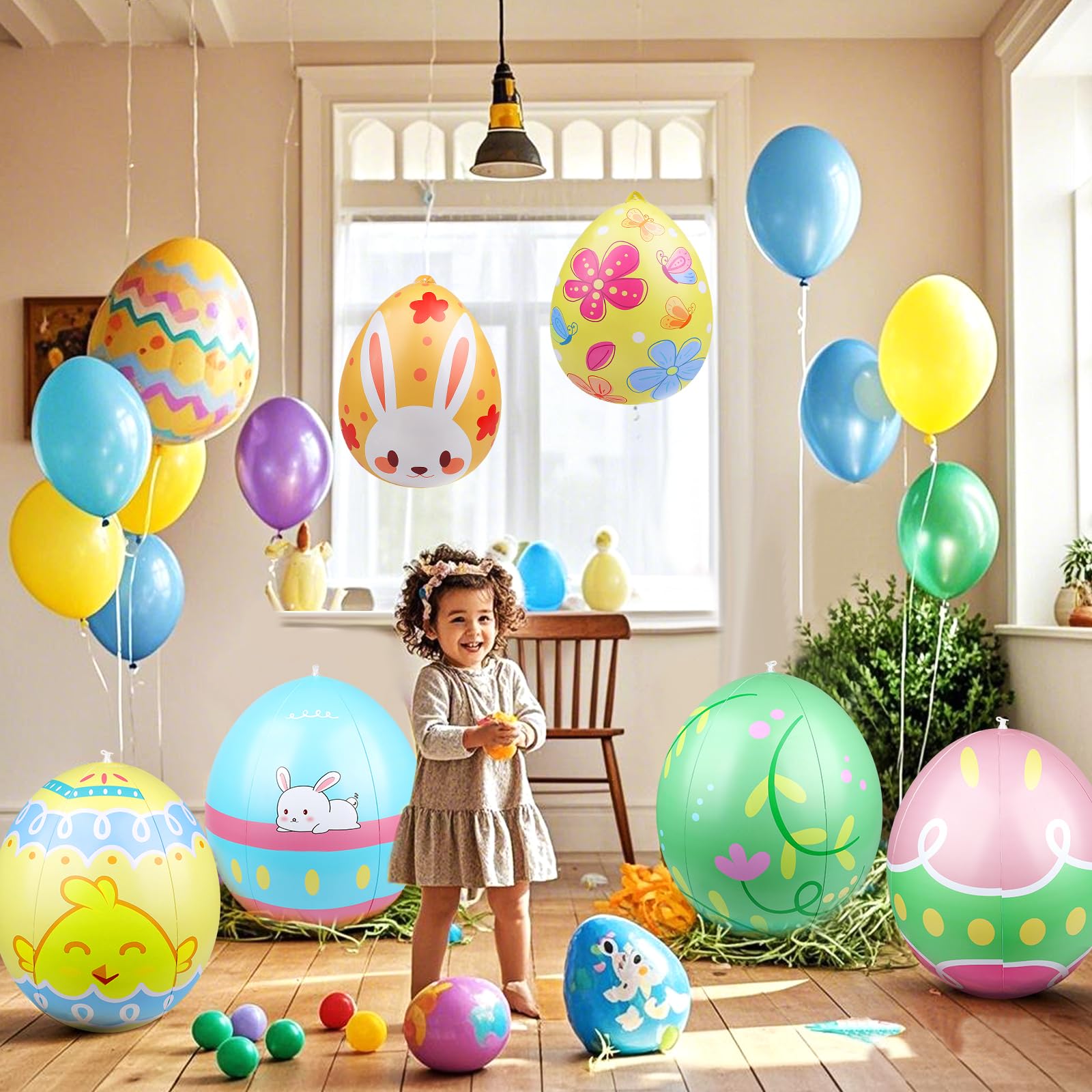 4 pezzi 60 CM Uova di Pasqua Gonfiabili All'aperto Uova di Pasqua gonfiabili in PVC Uovo di Pasqua gonfiabile per la caccia all'uovo, il giardino e le decorazioni all'aperto (4 Pezzi)