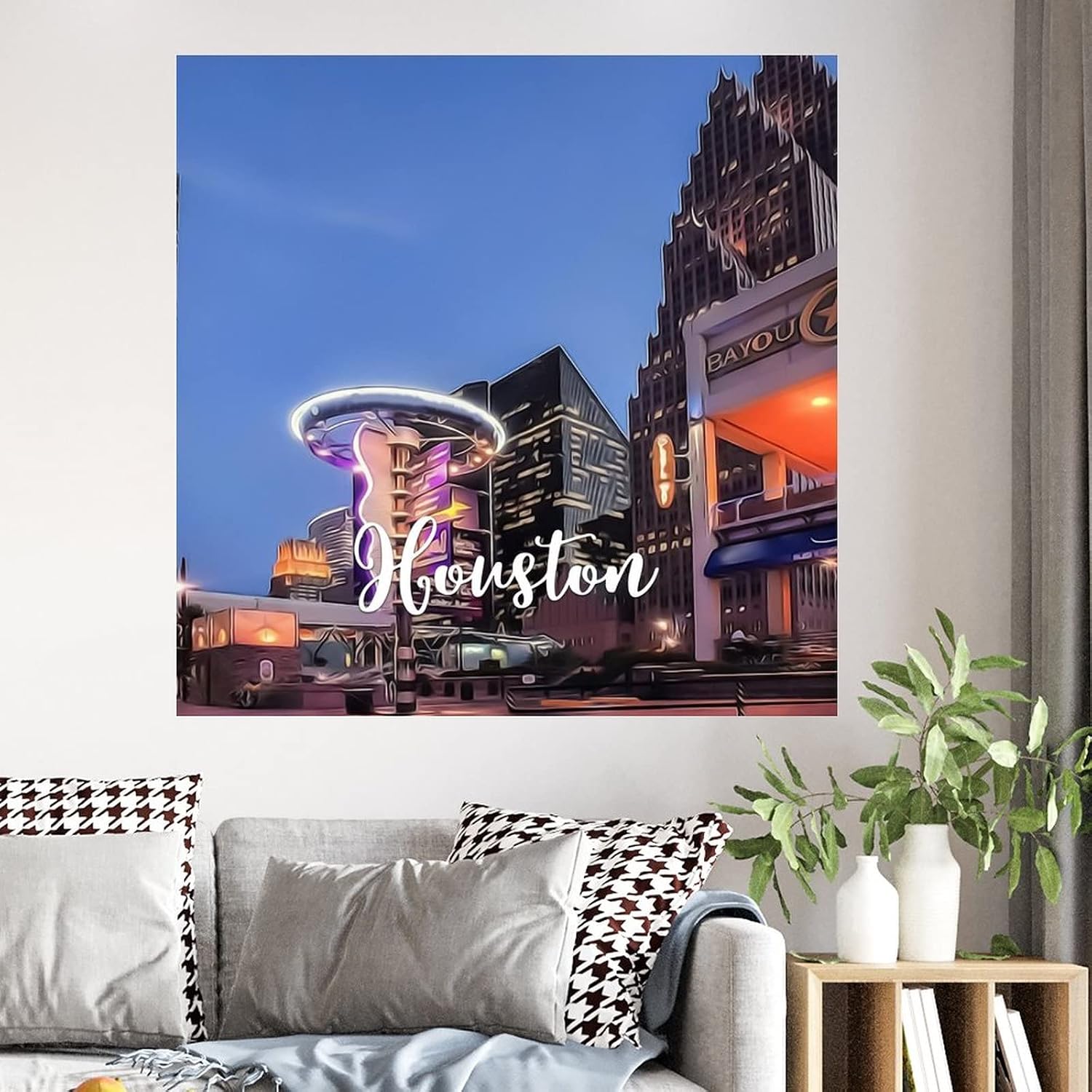Guangpat Houston Downtown Cityscape Wall Decals Texas USA Wall Stickers Popular Country City Souvenir Travel Wall Art Removable Poster Vinyl Wall Decal for Home Bedroom Kitchen Office School 22 inch image 4