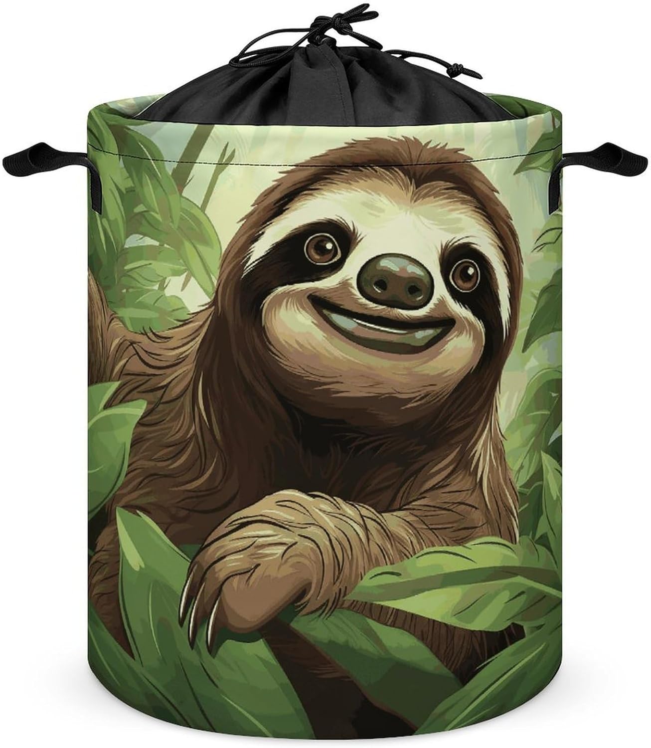 Sloths Background Laundry Basket Collapsible Clothes Hamper with Reinforced Handles Large Capacity Waterproof Laundry Bag Freestanding Laundry Hamper for Bedroom Bathroom