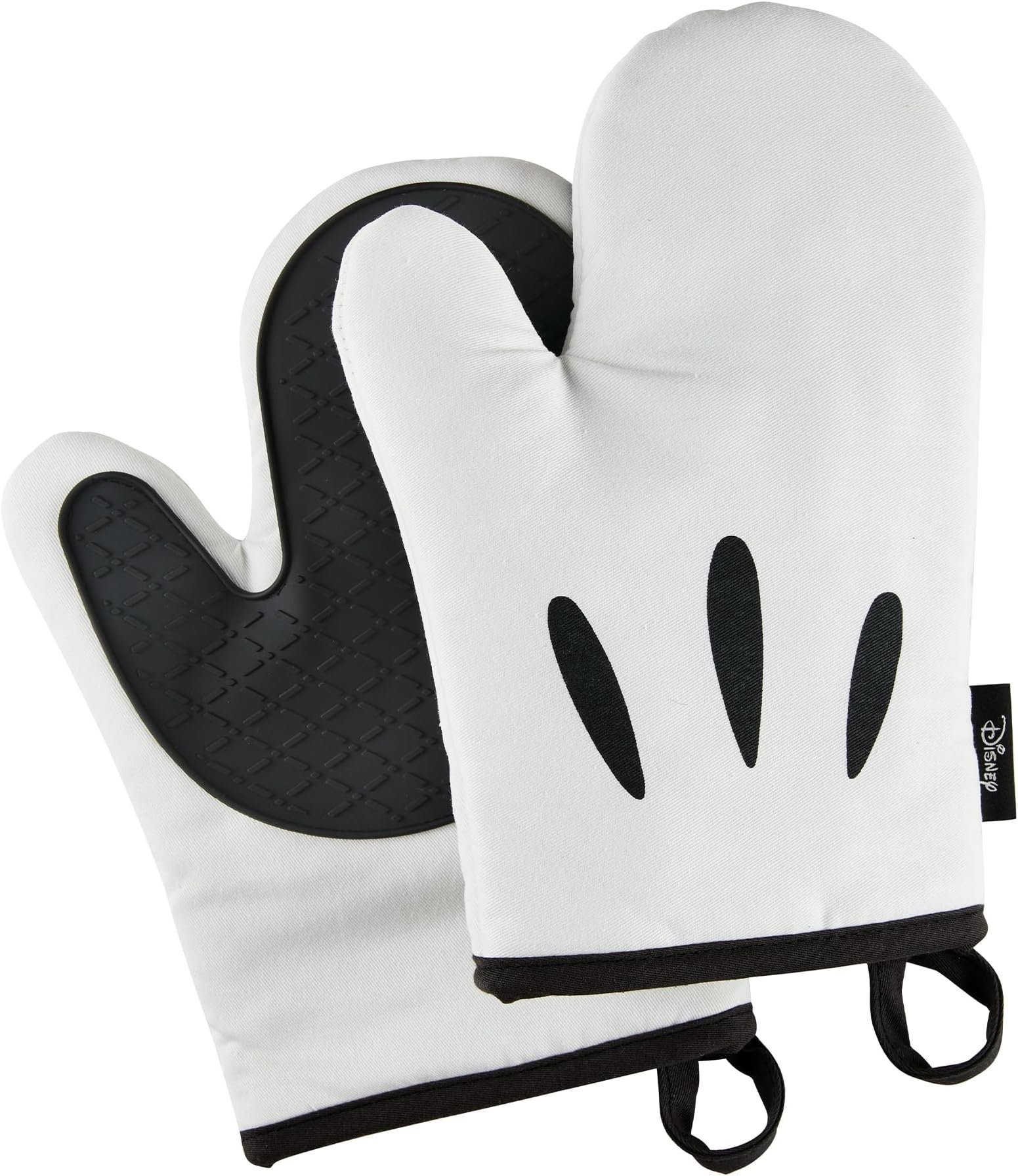 Prestige Disney Monochrome Mickey Mouse Oven Mitts Pair with Silicone Grip Pad, Oven Gloves Set of two 26 x 18cm, Black & White