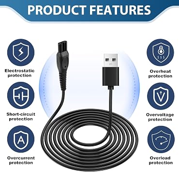 5V Charger Cable Fit for Philips One Blade 360 QP2824 QP2734 QP2724[2pcs ]