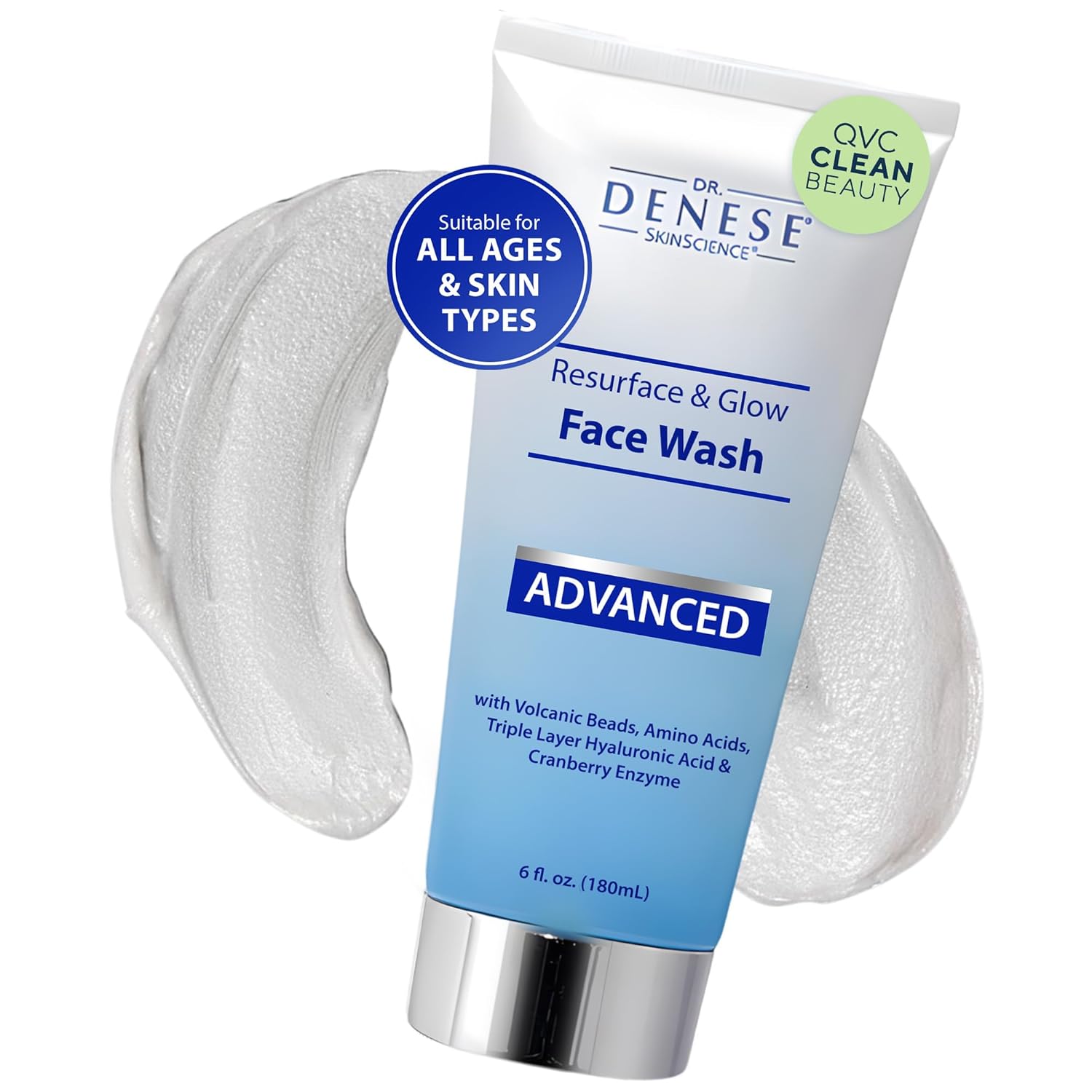 Dr. Denese Resurface & Glow Advanced Face Wash 6 oz – Gentle Exfoliating Cleanser for Radiant, Hydrated Skin – Luxurious Daily Face Wash That Smooths, Softens & Nourishes for a Spa-Like Glow