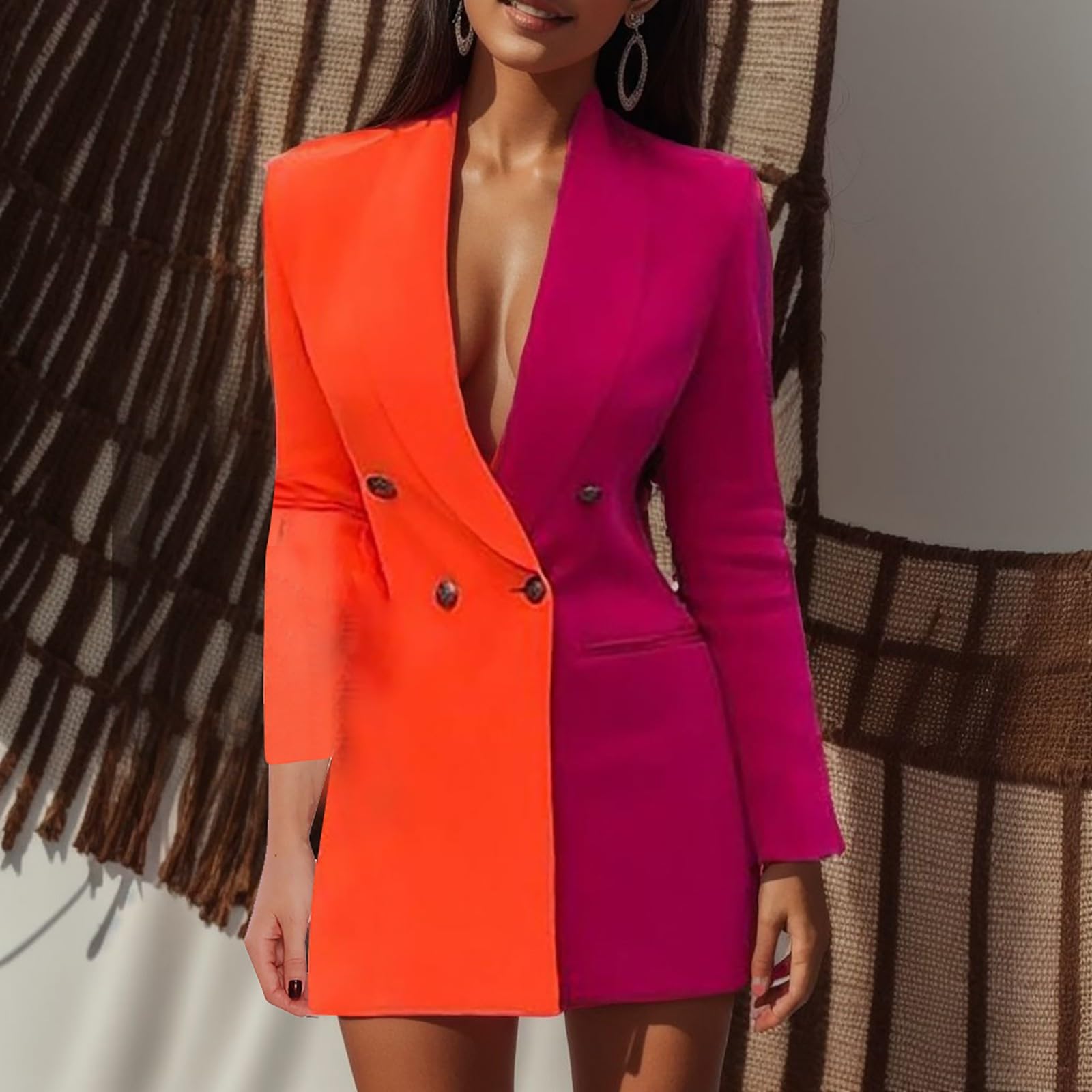 Generisch Chaqueta de invierno para mujer, traje de patchwork para mujer