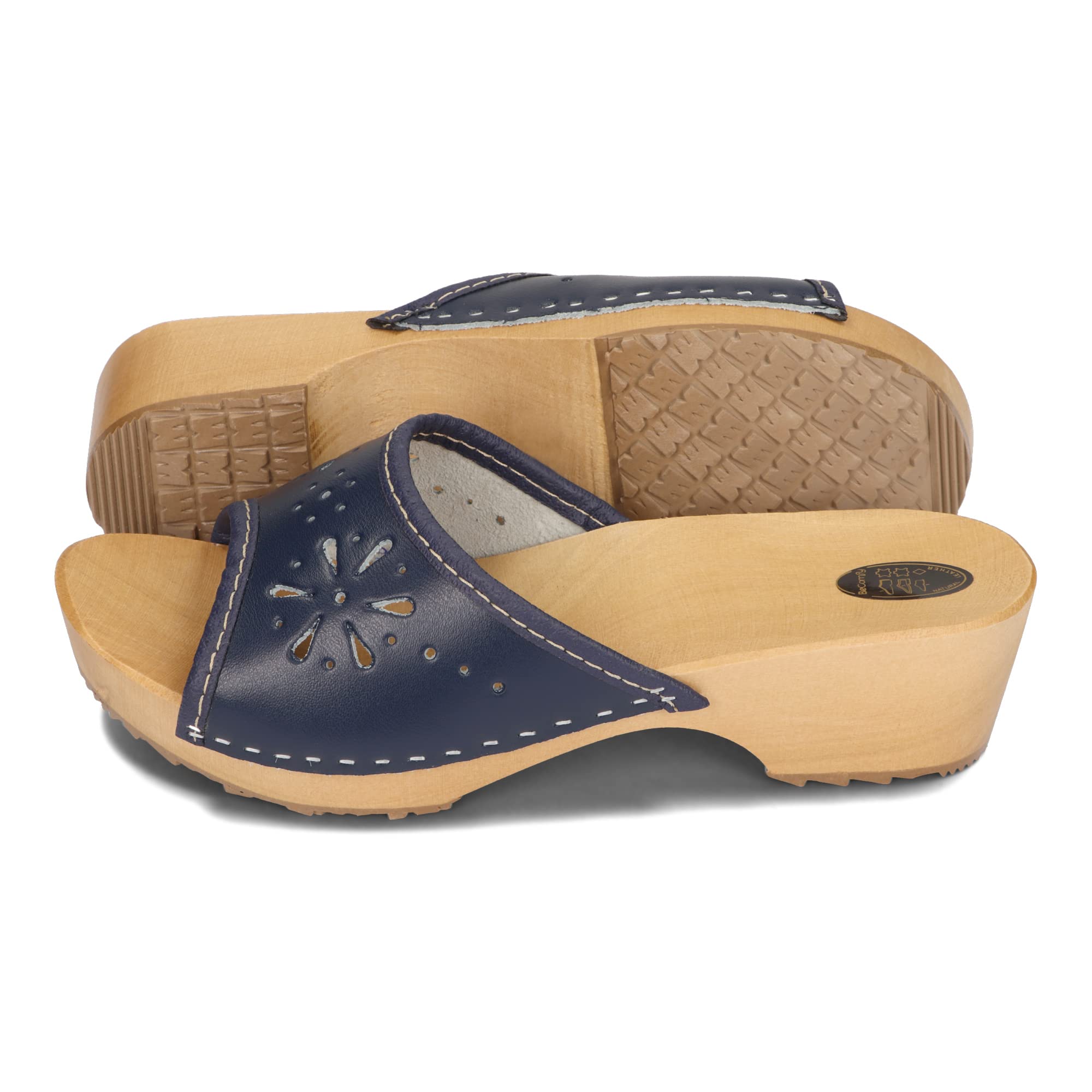 BeComfy Zoccoli da Donna in Legno Scarpe in Legno Pelle Muli con Tacco Sandali Estivi 35-41 EU