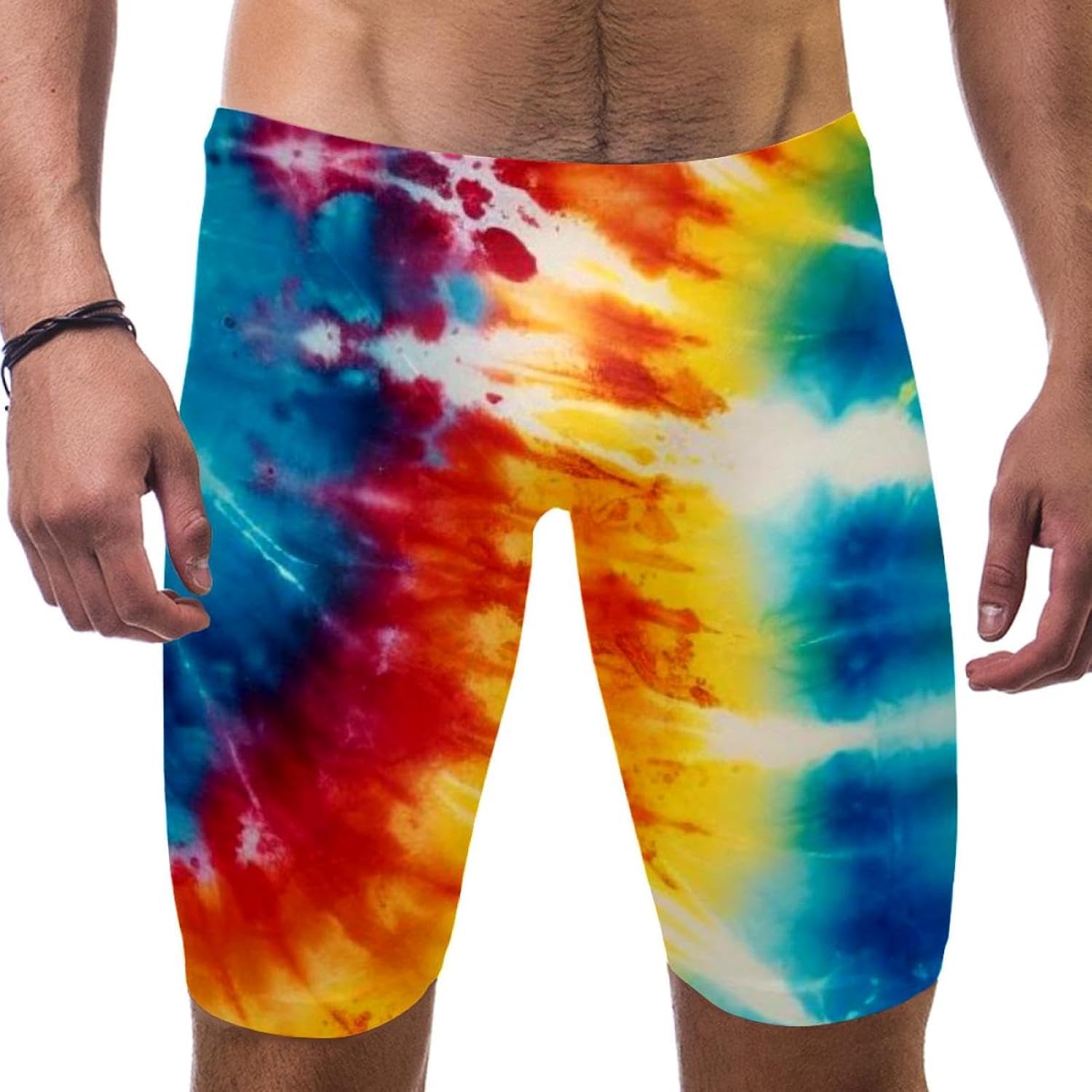 Tie Dye Swimsuit Mens Swim Jammers Endurance Long Racing Training Swimsuit