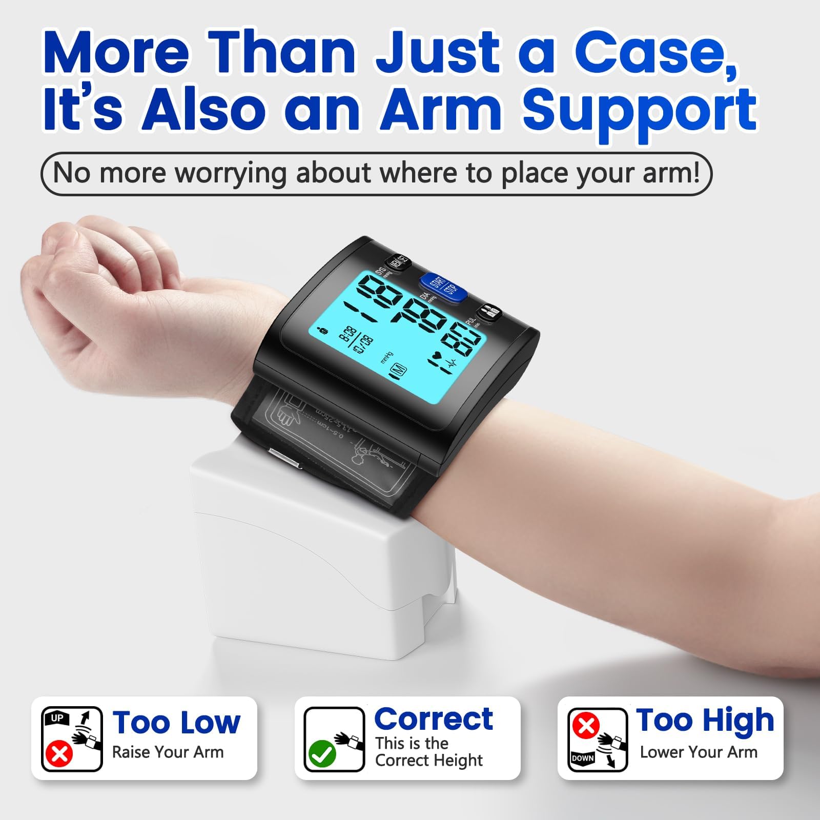 Blood Pressure Monitor Wrist Blood Pressure Cuff Automatic BP Machine with Backlit Display, 2x90 Memory, Voice Broadcast, Measurable Board Carrying Case and AAA Battery Bp Monitor(Black)