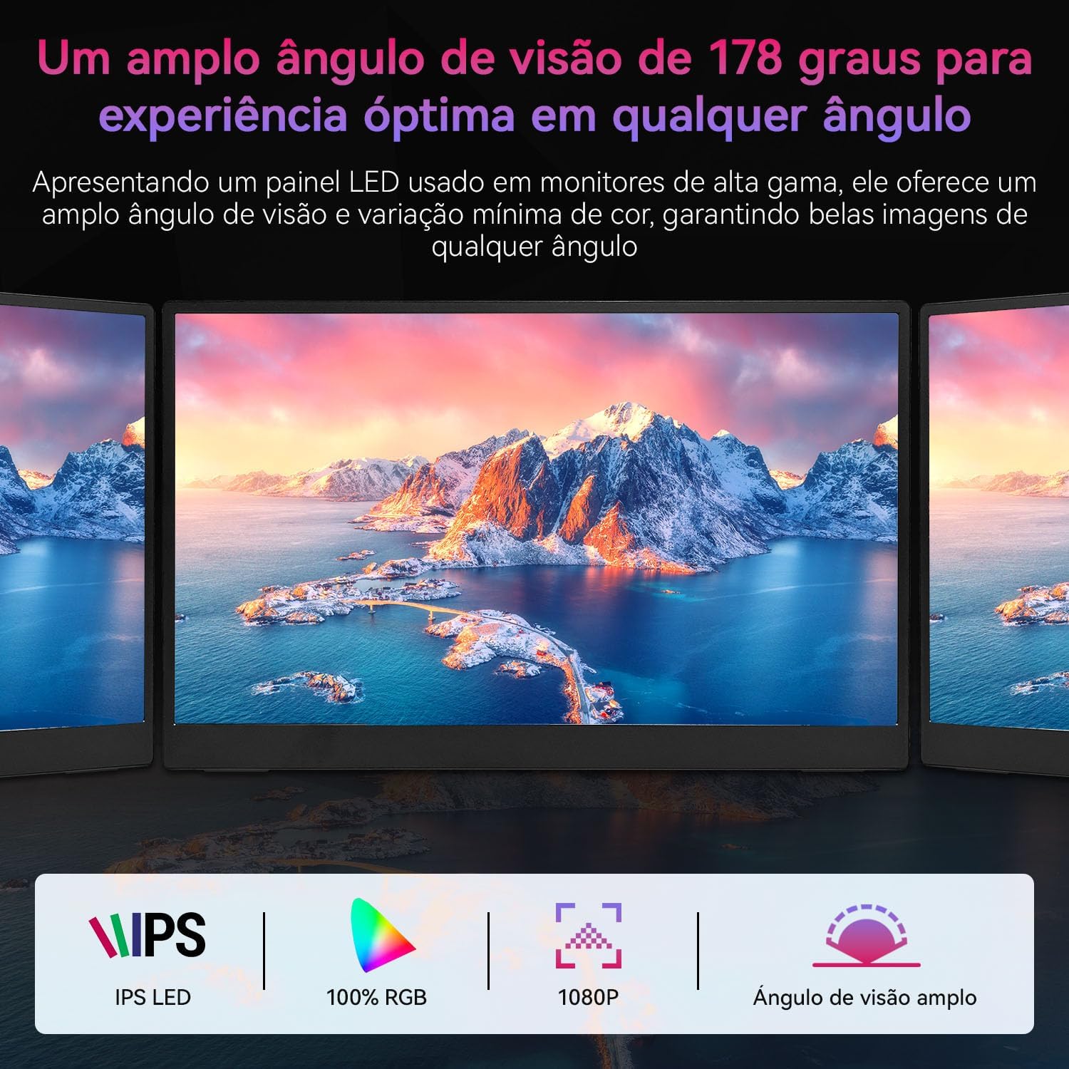 Monitor portátil 15,6 polegadas 1080P FHD USB-C HDMI para Jogos, IPS Extensor De Tela para Notebook, compatível com MacBook, PlayStation, Xbox e Nintendo Switch （Preto）