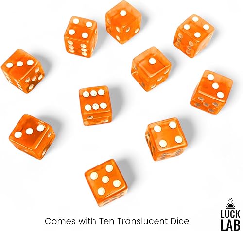 Miniatura 17 de Luck Lab Paquete de 10 dados de 0.748 in – Dados acrílicos y translúcidos D6, cuadrados con borde redondeado para casino, dados, RPG MTG DND