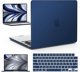 IBENZER Compatible with M2 2023 2022 MacBook Air 13 inch case, Model A2681, Hard Shell Case&Keyboard Cover&Screen Film for New M2 Mac Air 13.6 in with Touch ID, Navy Blue, CA-AT13-KK-NVBL+2