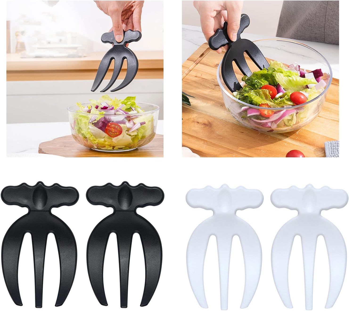 4Pcs Kitchen Salad Claws Serving Hands Fork Efficient Tongs Portable Vegetable Fruit Mixing Spoon for Home Kitchen Maker