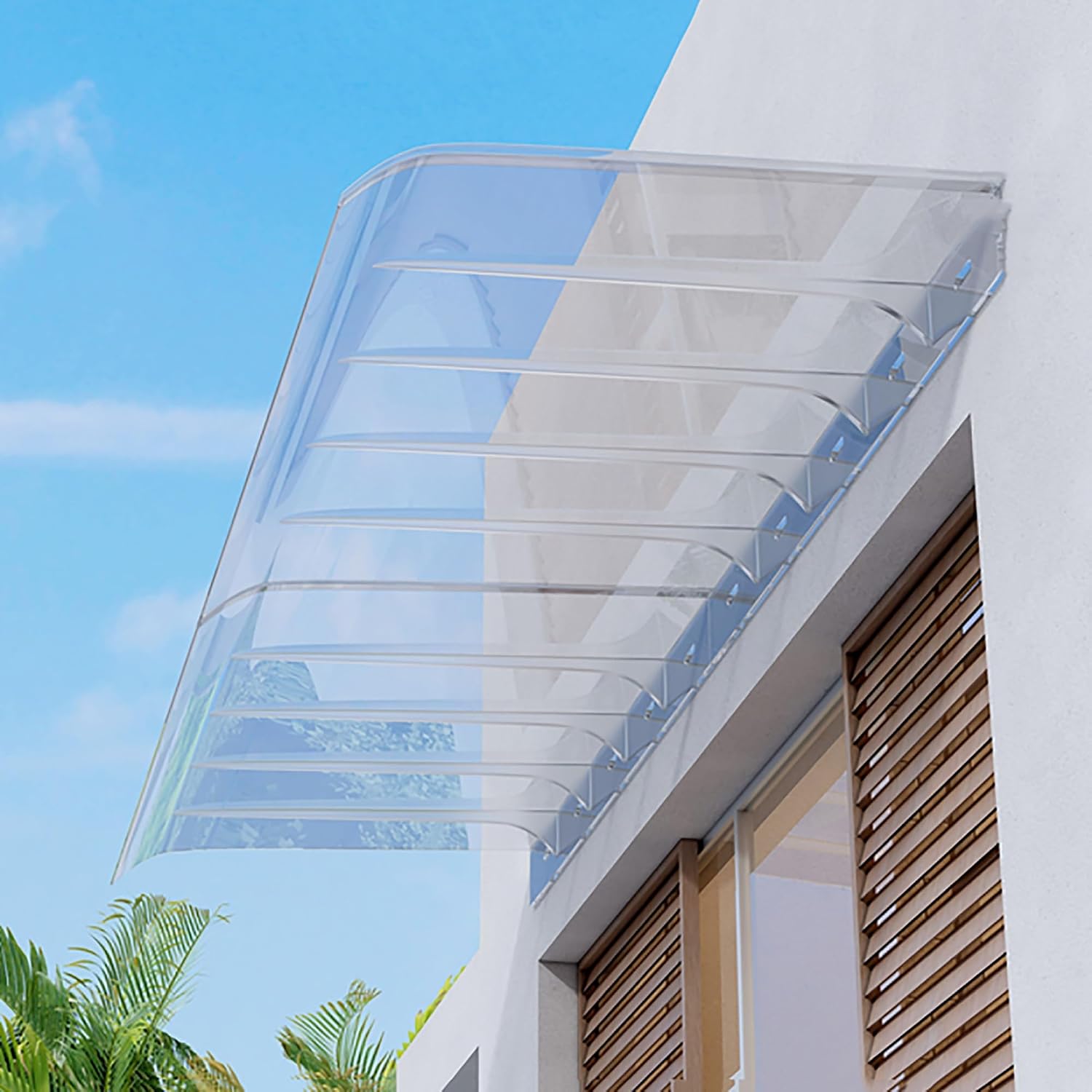Portable Outdoor Awning, Awning for Door Entrance, Door Awnings Exterior, Wall-mounted rain shield Canopy, Multifunctional Invisible Window Awning, for Garden, front door and Patio(Brown,40x160cm/15.7