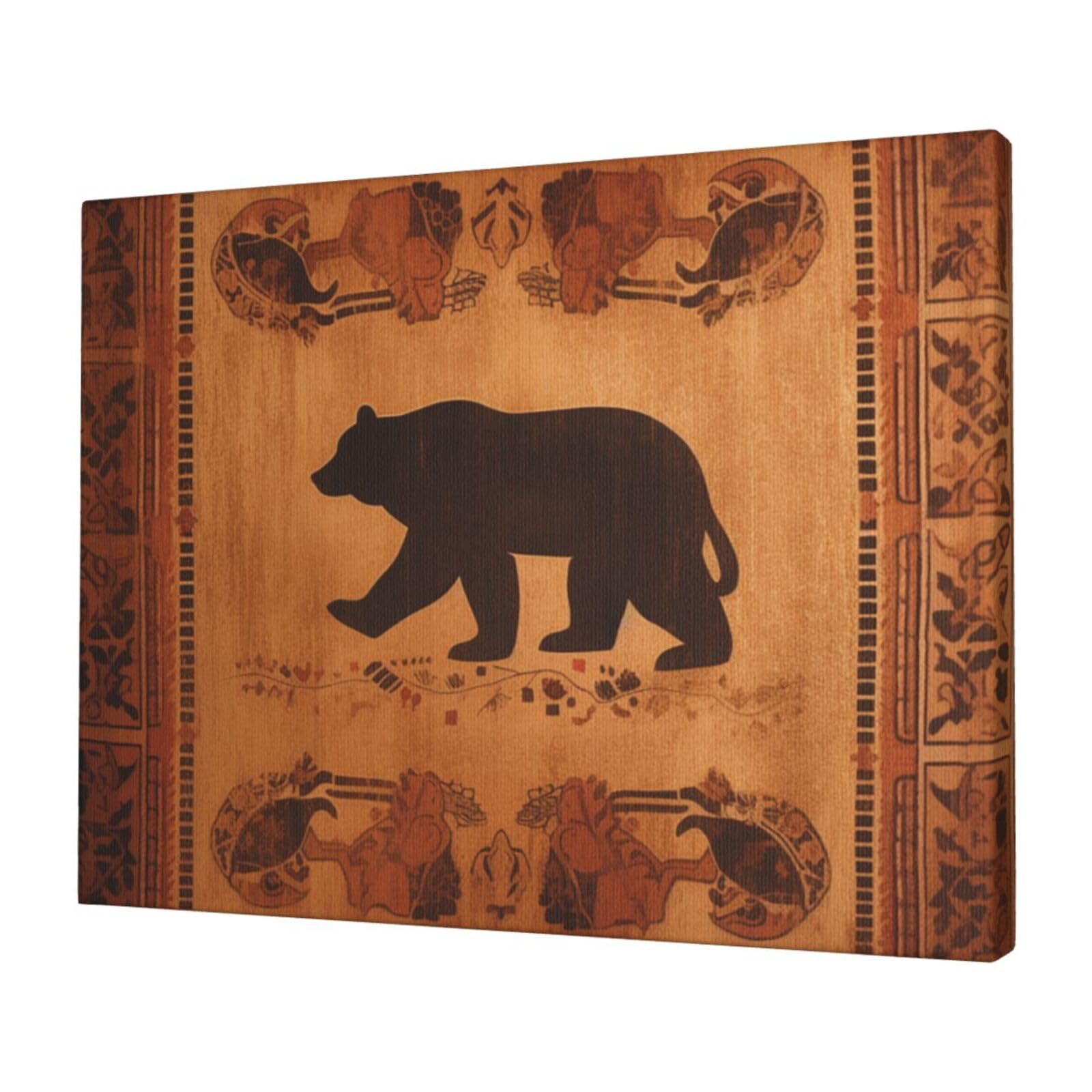 KLOPH Bear Canvas Wall Art for Living Room 12"x16" Modern Artwork Painting for Bathroom Hanging Canvas Prints Aesthetic Wallart for Bedroom Kitchen Office Wall Decor