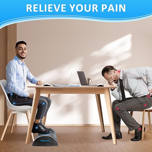 Miniatura 5 de StepLively Reposapiés para debajo del escritorio en el trabajo, cómodo taburete con 2 alturas ajustables, reposapiés con funda lavable, para aliviar