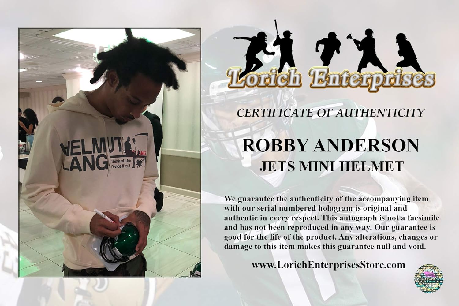 Robby Anderson Autographed 2019 New York Jets Speed Mini Helmet : Collectibles & Fine Art