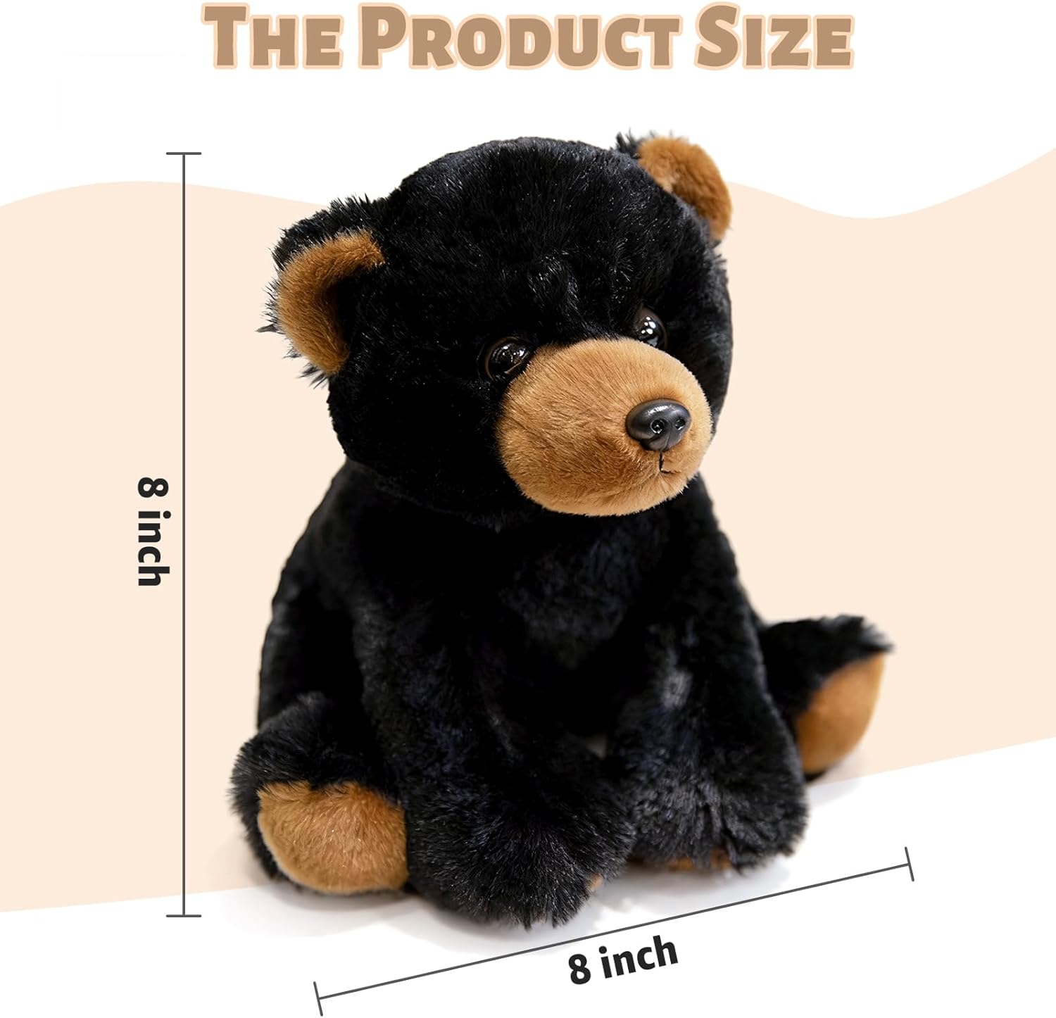 Ditucu Black Bear Stuffed Animal 8 inch Cute Realistic Plush Toys Ultra Soft Plushies Gifts for Kids - Image 2