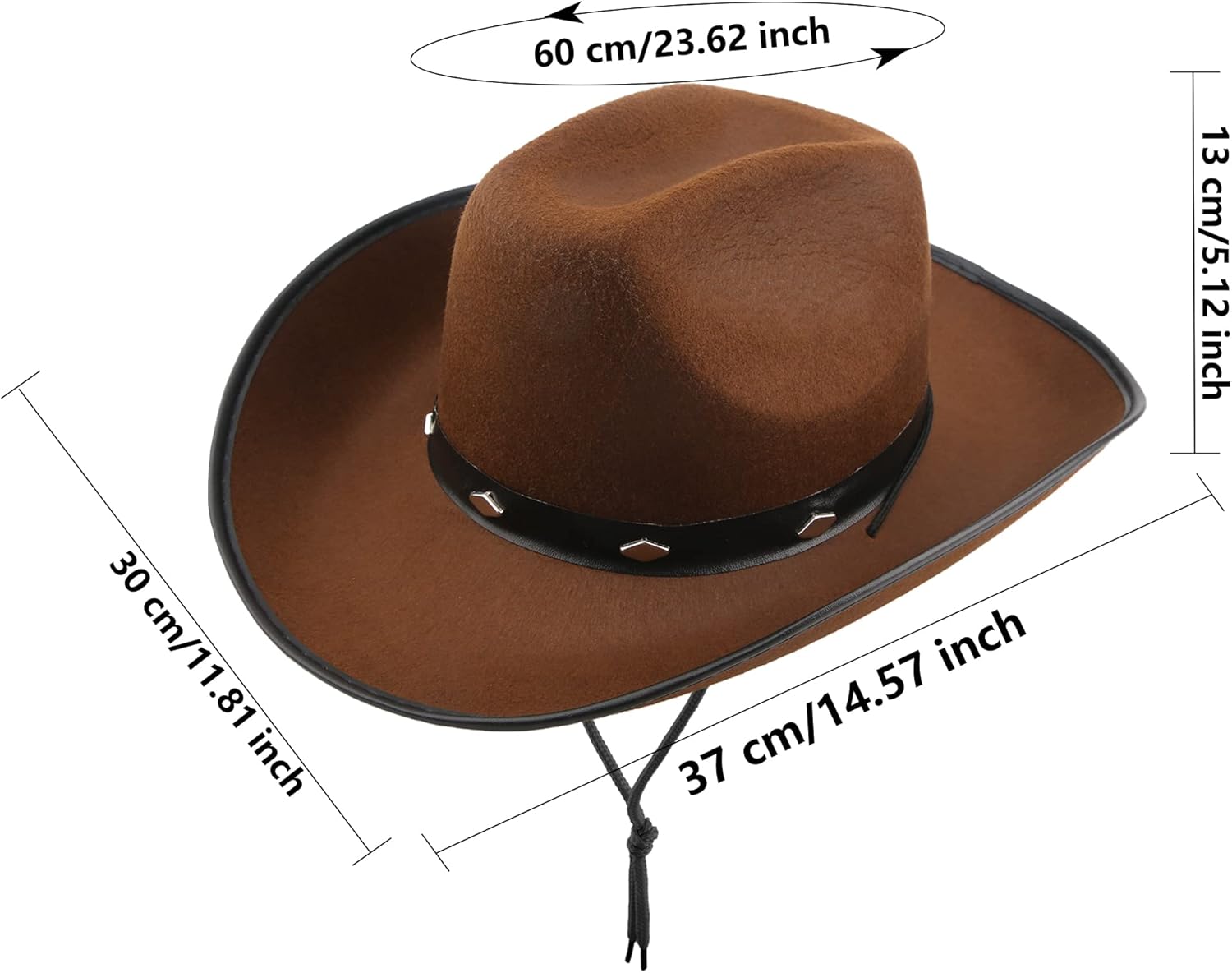 8 Pack Cowboy Hat Felt Western Cowgirl Hat for Adult Cowboy Theme Halloween Party Costume Accessory (Pink, White, Black, Brown)