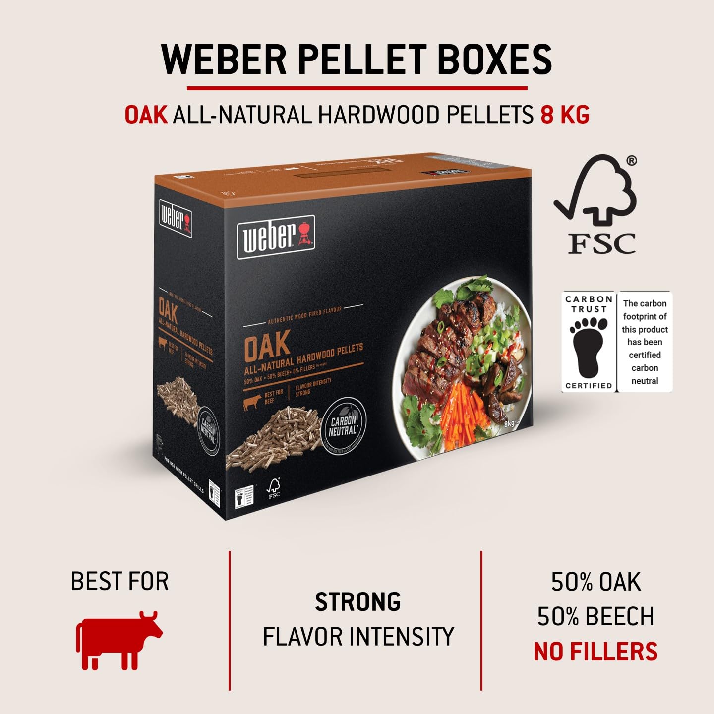 PELLET DI LEGNO FSC QUERCIA 8 KG PER BBQ WEBER