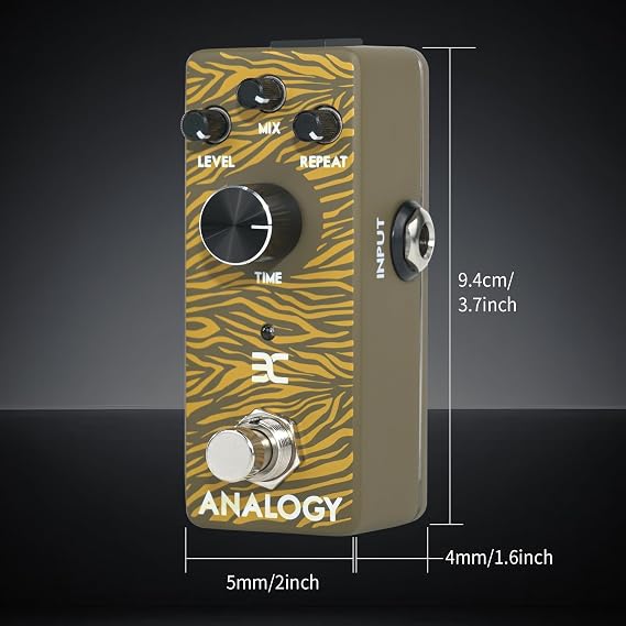 EX Analogy Delay Pedal, Mini Guitar Effect Pedal Delay, Warm Tape Echo Effect, 30340ms Delay Time, True Bypass, Compact Portable Design, Brown