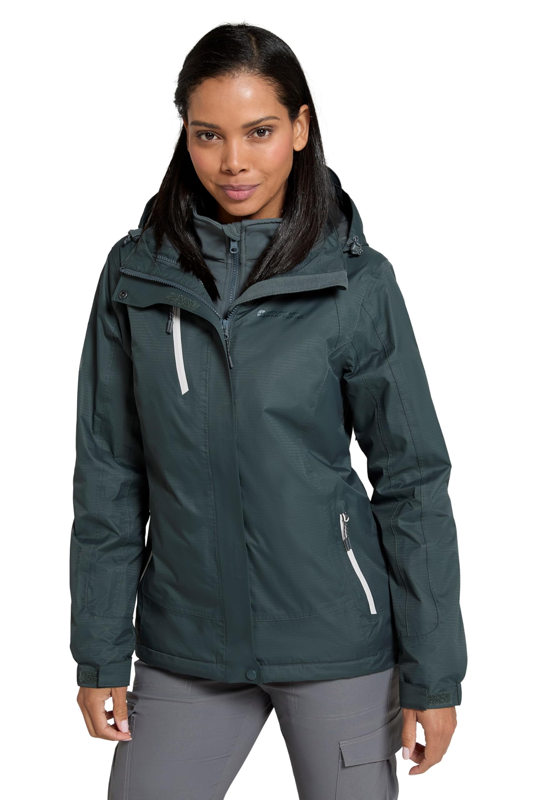 Mountain Warehouse Women's Khaki 'Bracken' Extreme 3 In 1 Waterproof Everyday Jacket In | Size: 4